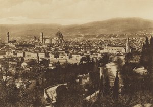Firenze / Florencie: Panorama Florencie při pohledu z S Miniato al Monte (černobílá fotografie) od Italian Photographer