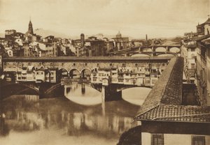 Firenze / Florencie: Pohled na Lungarno s mosty, Vecchio, S Trinita, Carraia a di Ferro alle Cascine (černobílá fotografie) od Italian Photographer
