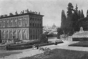 Florencie a Palazzo Pitti, zadní část s výhledem na katedrálu (černobílá fotografie) od Italian Photographer