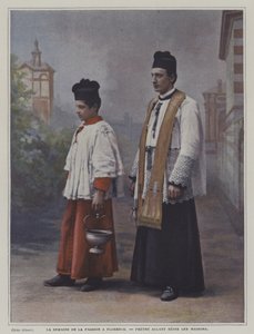 Svatý týden ve Florencii: kněz na cestě k požehnání domů (barevné foto) od Italian Photographer