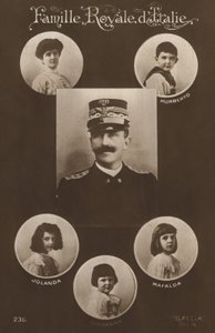 Král Victor Emmanuel II a jeho rodina (černobílá fotografie) od Italian Photographer