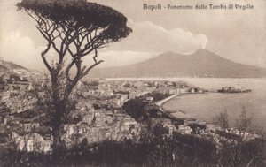 Neapol - Neapol, panorama od Vergiliovy hrobky (čb fotografie) od Italian Photographer