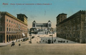 Piazza Venezia a pomník italského krále Viktora Emanuela II., Řím. Pohlednice odeslána v roce 1913. od Italian Photographer