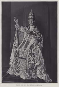 Papež Lev XIII. na papežském trůnu (černobílá fotografie) od Italian Photographer