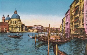 Benátky/Benátky: Canal Grande s kostelem Salute a přívozem svatého Marka (barevné foto) od Italian Photographer