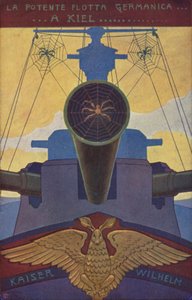 Německá bitevní loď pokrytá pavučinami (barevná litografie) od Italian School