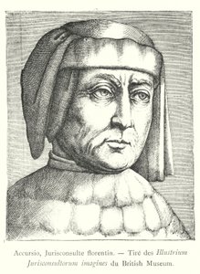 Accursio, Jurisconsulte Florentine, Tire des Illustrious obrázky právníků z Britského muzea (rytina) od Italian School