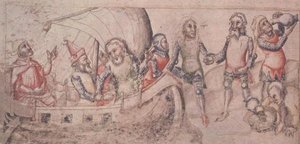 Přidat 15477 fol.2v Jason odjíždí na svou cestu, z „Liber de Casu et Ruina Trojae“ od Guida de Columnis (vellum) od Italian School