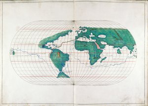 Přidat. 19927, ff.12v-13 Mapa světa, ilustrace z „Portolan Atlas“ od Italian School