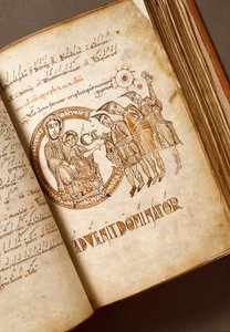 Klanění tří králů rukopisu boloňské školy. (Ms.123-Foglio 40 r) Řím 11. století, Biblioteca Angelica od Italian School