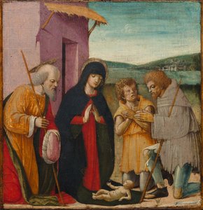 Klanění pastýřů, c. 1480-1500 (olej na dřevě) od Italian School