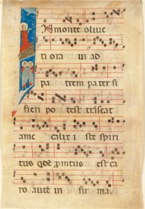 Agónie v zahradě, historická iniciála I na listu z iluminované rukopisné sborové knihy (vellum) od Italian School