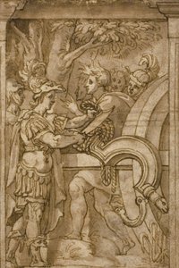 Alexander rozřezává gordický uzel od Italian School