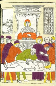 Anatomická pitva. Rytina z léku od Gerolama Cardana (Cardano) (Cardanus Hieronymus), Florencie od Italian School