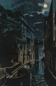 Zadní kanál, Benátky (barevná litografie) od Italian School