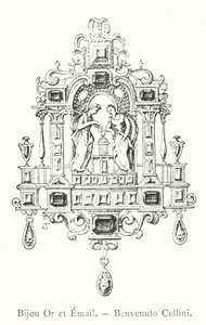 Zlatý a smaltovaný klenot, Benvenuto Cellini (rytina) od Italian School