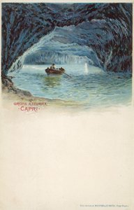 Modrá jeskyně, Capri (barevná litografie) od Italian School