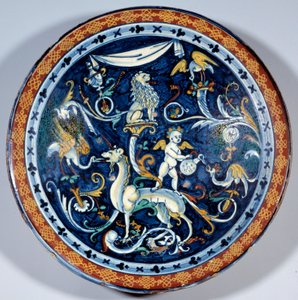 Fajánsový pohár Cafaggiolo zdobí fantastická zvířata. 1510-1520 Paříž, muzeum Louvre od Italian School