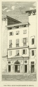Dům, kde se Mazzini narodil v Janově (rytina) od Italian School