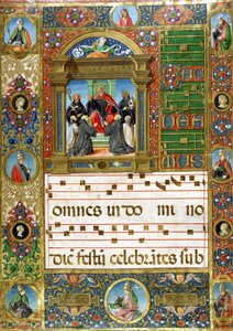 Sborová miniatura s kázáním sv. Benedikta mnichům (pigment na pergamenu) od Italian School