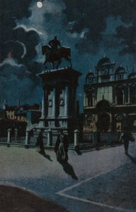 Pomník Colleoni, Benátky (barevná litografie) od Italian School