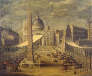 Procesí Božího těla na náměstí Piazza San Pietro od Italian School