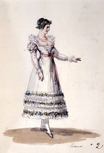Kostýmní návrh pro Susannu z Figarovy svatby od Wolfganga Amadea Mozarta, kolem roku 1880 (barevné lito) od Italian School