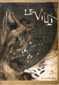 Obálka partitury pro „“Le Villi“, Opera (1884) ve dvou jednáních pro Pucciniho zpěv a klavír (1858 - 1924). Edice Ricordi. od Italian School