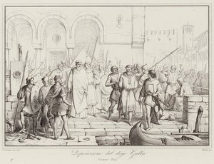 Deposition of Doge Galla, 750 (rytina) od Italian School