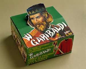 Deriváty: krabička žvýkaček s podobiznou Giuseppe Garibaldiho od Italian School