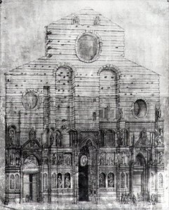 Návrh fasády Santa Maria del Fiore nebo Duomo, Florencie (pero a inkoust na papíře) (černobílá fotografie) od Italian School