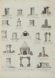 Návrhy na zahradní ozdoby, z A Compendium of Drawings, od J.G. Grohmann, publikoval 1805 od Italian School