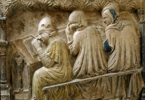 Detail představující studenty v kurzu Bonifacio Galluzzi (Hrobová deska, cca 1346) od Italian School