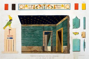 Podrobnosti o místnosti uvnitř pyramidy v Abúsíru, Egypt, vyryté Girolamo Segato od Italian School