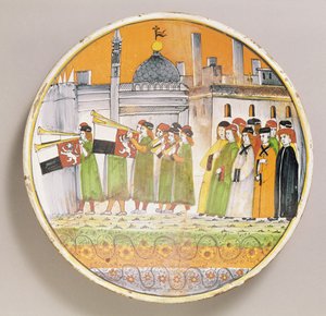 Miska zdobená hudebníky (keramika) od Italian School