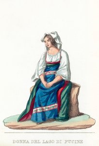 Donna Del Lago Di Fucine (barevná rytina) od Italian School