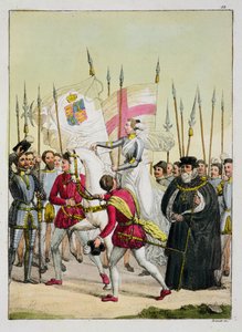 Alžběta I., deska 12 z Historie národů (akvatinta) od Italian School