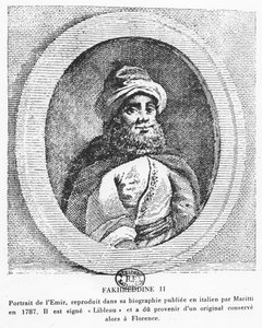 Amir jde do Fakhr-e-Din (rytina) od Italian School