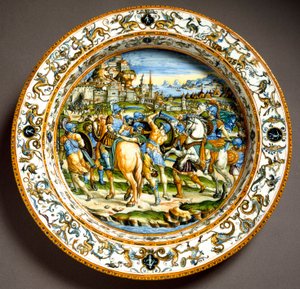Epizoda ze života Julese Cesara Keramický talíř vyrobený v Urbinu v dílně Fontana, Itálie. 1550 kolem Florencie, Museo Nazionale del Bargello od Italian School