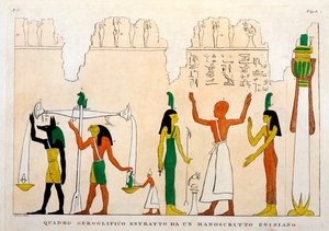 Výňatek z egyptského hieroglyfického rukopisu, vyrytý Dominique Vivant, baron de Denon (1747-1825)