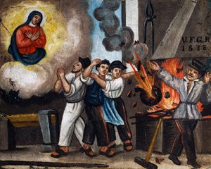 Výbuch při práci, ex-voto od Italian School