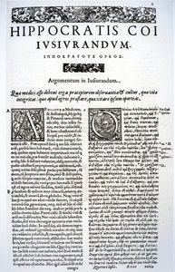 Výpis z Hippokratovy přísahy v latině a řečtině, 1588 od Italian School