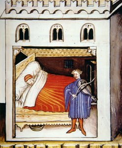 Fol.100r Spánek, ilustrace z Tacuinum Santiatis Codex Vindobonensis od Italian School