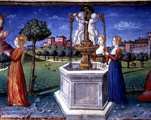 Fol.34v Archanděl Rafael navštěvuje Marii (vellum) od Italian School