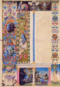 Fol.5v Genesis. Stvoření vesmíru, z Bible Borso d