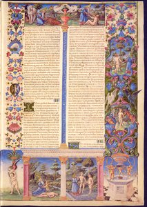 Fol.6r Genesis. Stvoření Adama a Evy z Bible Borso d