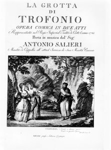 Frontispice libreta La Grotta di Trofonio, komická opera o 2 jednáních Antonia Salieriho (1750 - 1825). 1785 od Italian School