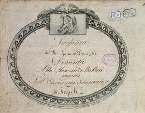Detail frontispisu "Symfonie Es dur: věnované památce Belliniho" od Gaetana Donizettiho (1797-1848). od Italian School