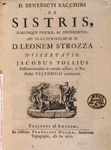 Frontispis z "De sistri" od Benedictus Bacchinius od Italian School