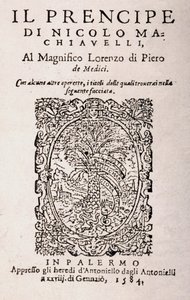 Frontispis z filmu „Princ“ od Niccola Machiavelliho (litho) od Italian School